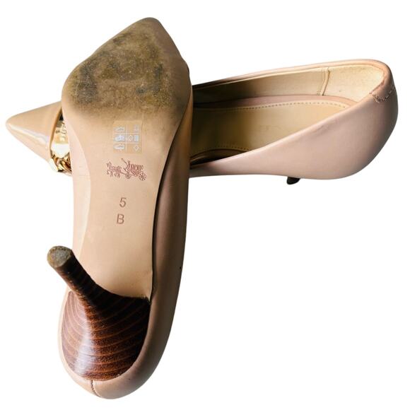 Coach Bowery Semi-Matte Women's Nude Kitten Heels Size 5 - Picture 3 of 6